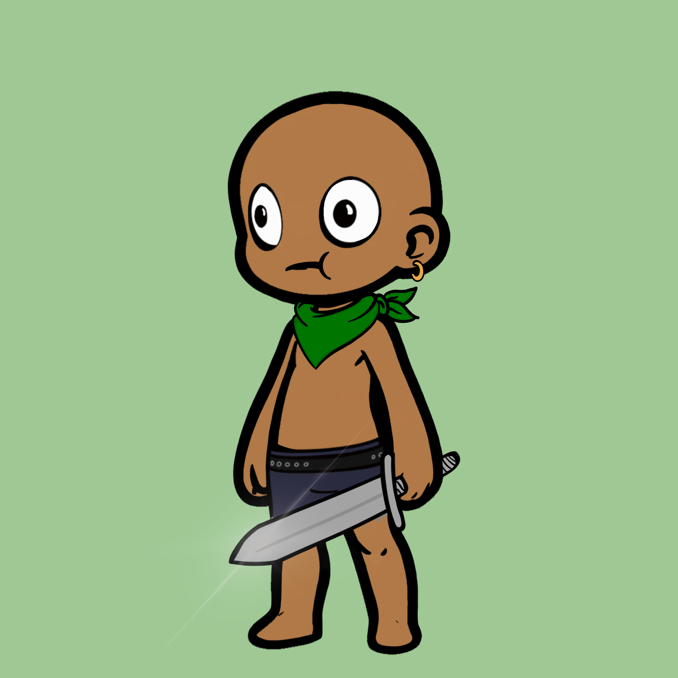 A Lil Guy with a green bandana